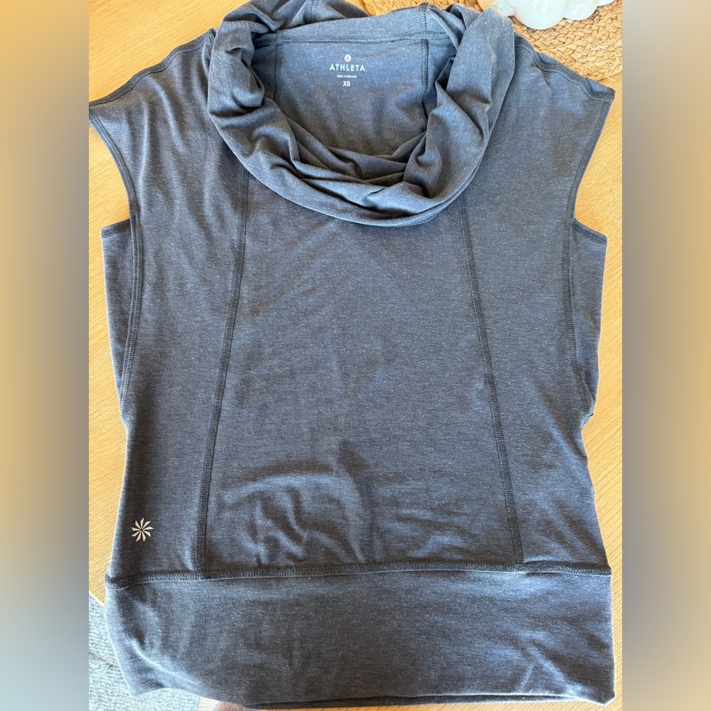 Athleta Charcoal Gray Sleeveless Cowl Neck Top